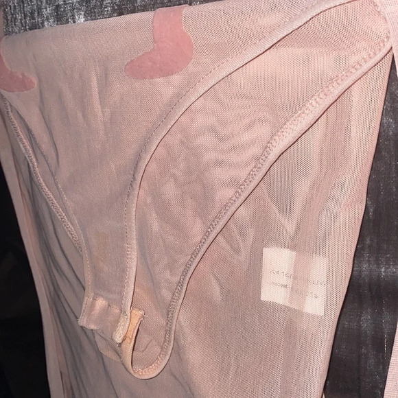 Zara Nude pink mesh flamingo detail bodysuit New Sz S - Picture 12 of 15